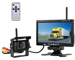 Achteruitrijcamera Set - Parkeerhulp Camera - Veilig Parkeren - Draadloze Verbinding - 7 Inch Scherm - Zwart
