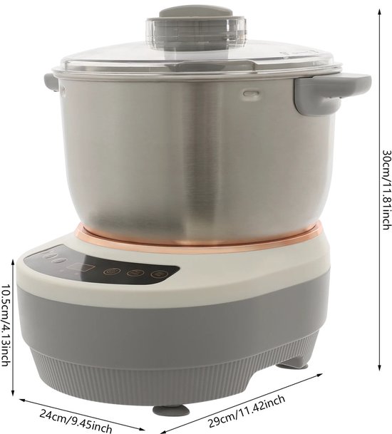 M-Goods Deegmachine 7L - Elektrische Kneedmachine - Deeg Kneden en Rijzen - Instelbare Kneedtijd - 250W Krachtige Motor van M Goods — afbeelding 2