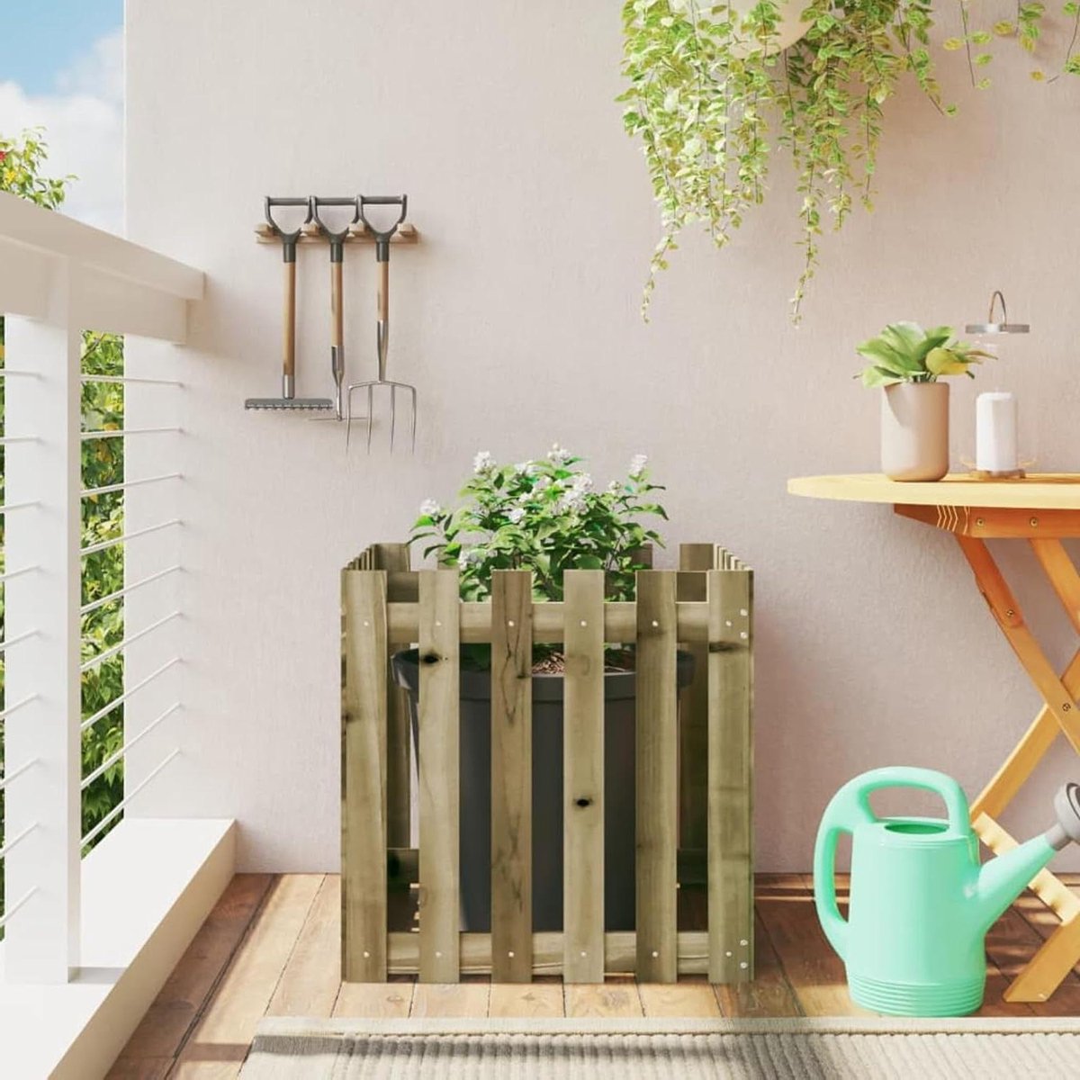 Plantenbak Hout - Bloembak Tuin - Planten Kweken - Geïmpregneerd Grenenhout - 60 x 60 x 60 cm - Bruin