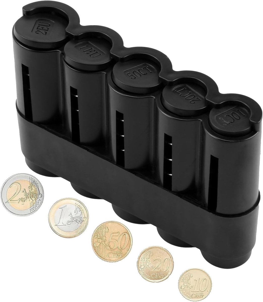 Coin box met 5 compartimenten, muntenverdeler en munten sorteerder voor €2, €1, 150 cent, €20 cent en €10 cent, duurzaam en gebruiksvriendelijk ontwerp