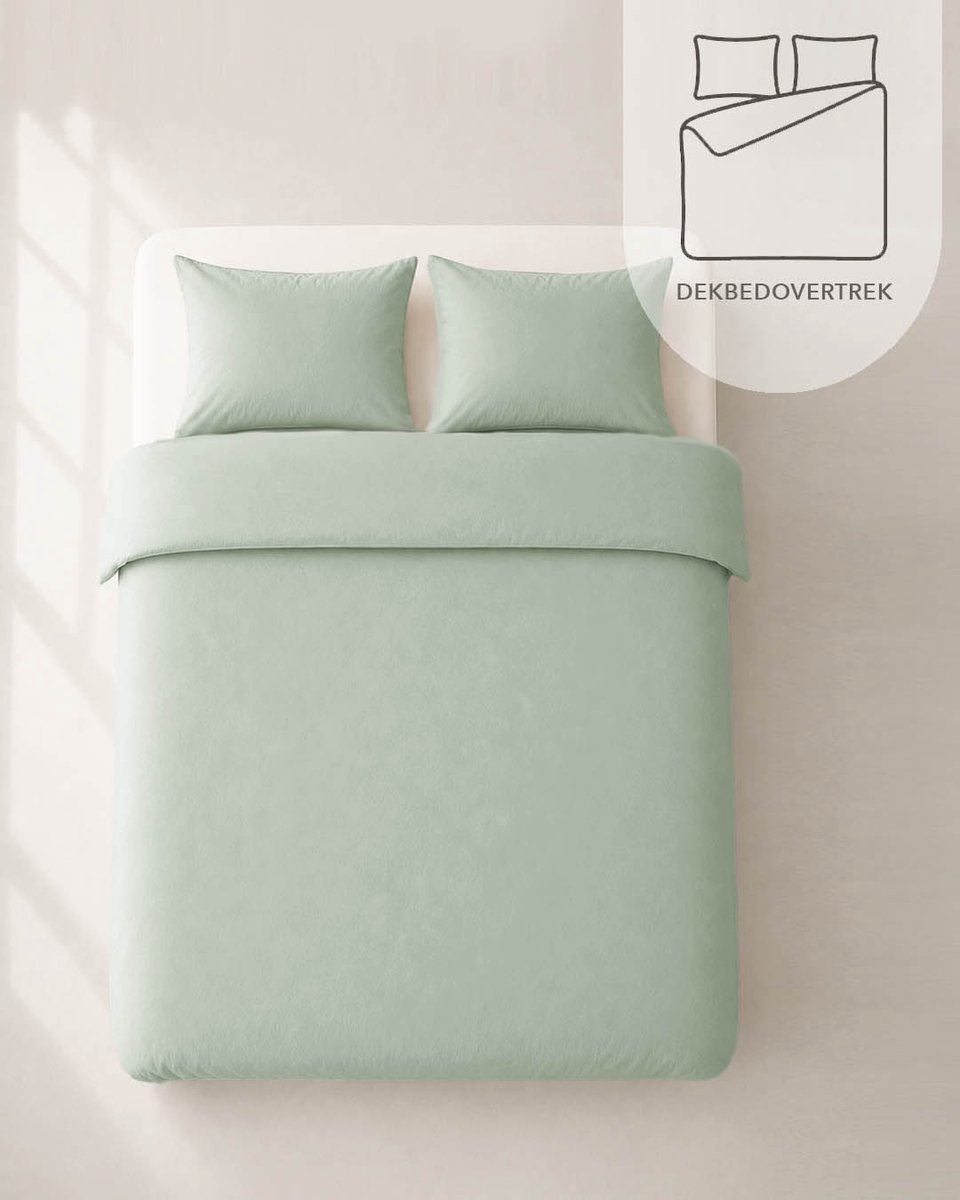 HOOMstyle Dekbedovertrek met kussenslopen - luxe micro Percale - dekbedovertrek - 240x240cm - Lits-Jumeaux - Aloë Vera Groen