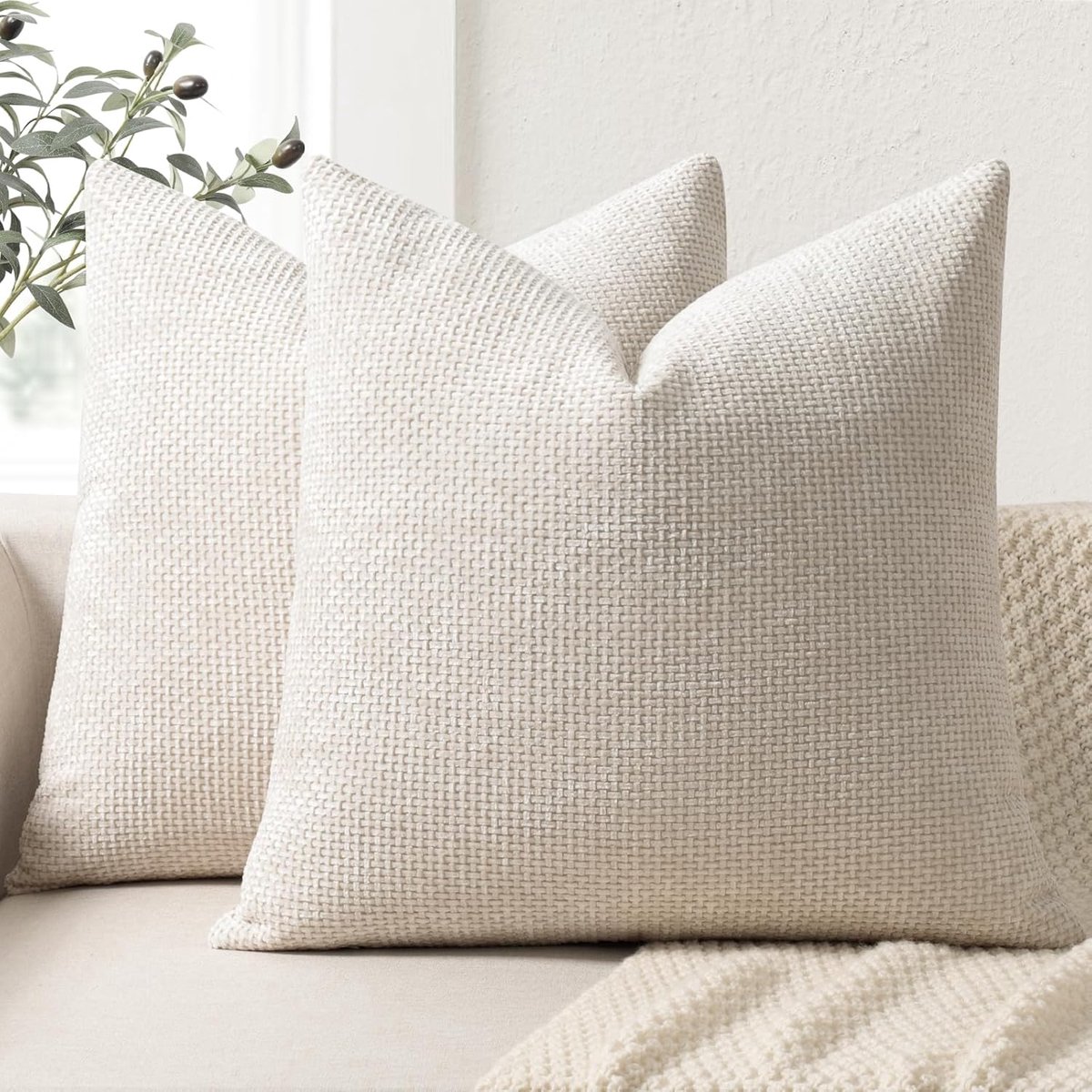 Kussensloop 50x50 Set van 2 Chenille Kussenslopen, Sofa Kussenhoezen, Decoratieve Kussens, Zachte Sofa Kussenhoezen voor Bank, Bed en Woonkamer, Huisdecoratie, Luxe Decoratieve Kussenhoezen