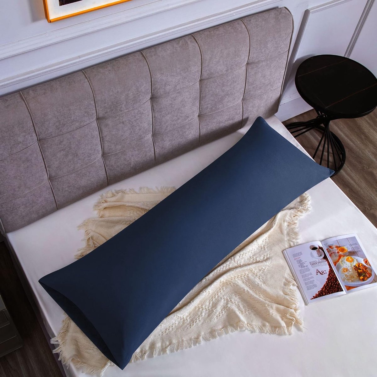 Lichaamskussenhoes van Microvezel 50 x 150 cm, Zachte Effen Lange Kussenhoes met Envelopsluiting - Blauw