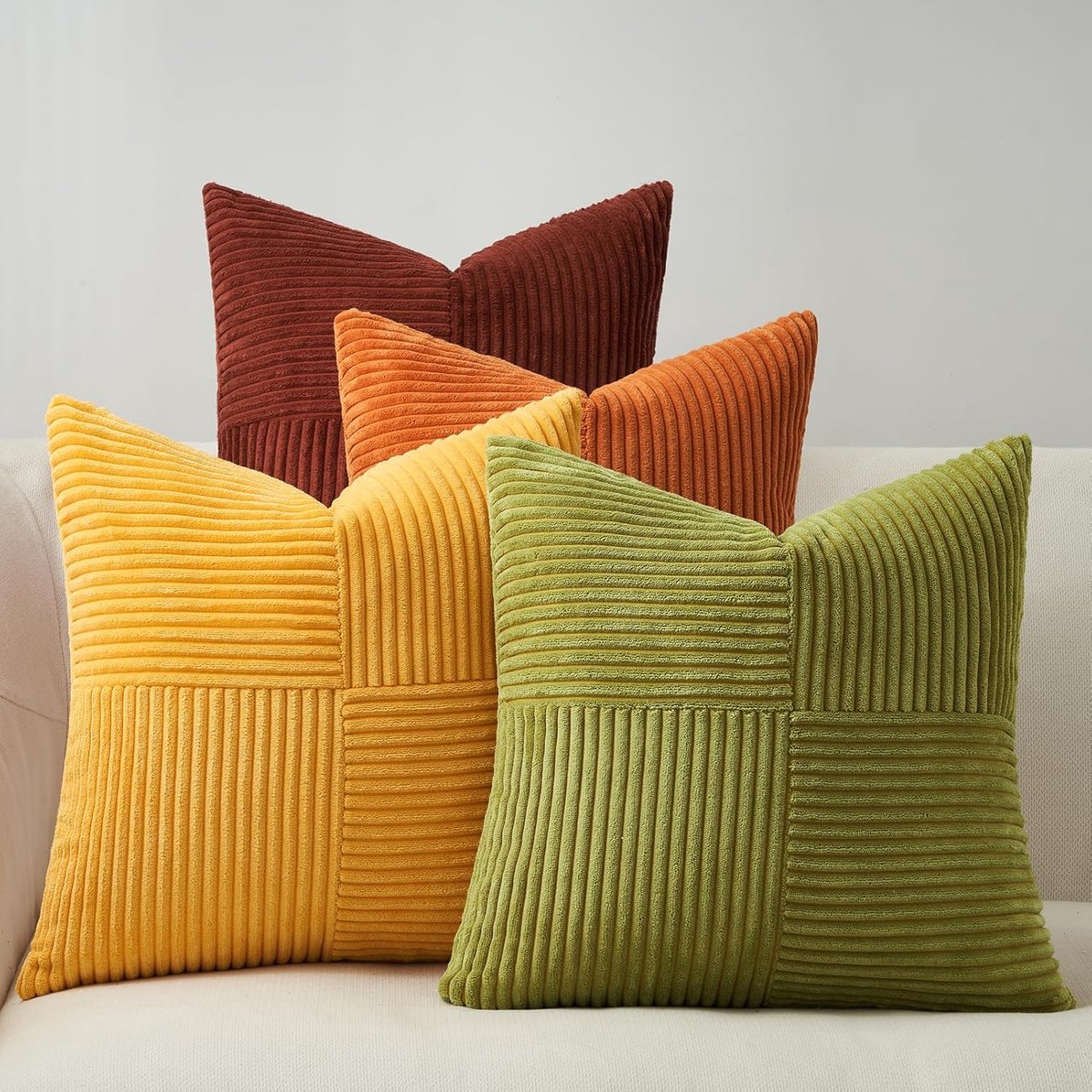 Kussensloop, geel, 50 x 50 cm, windmolenvorm, decoratie voor slaapkamer, woonkamer, huis, 4 stuks, bankkussen, bed, tuin, decoratie, Scandinavisch, voor bank, van corduroy