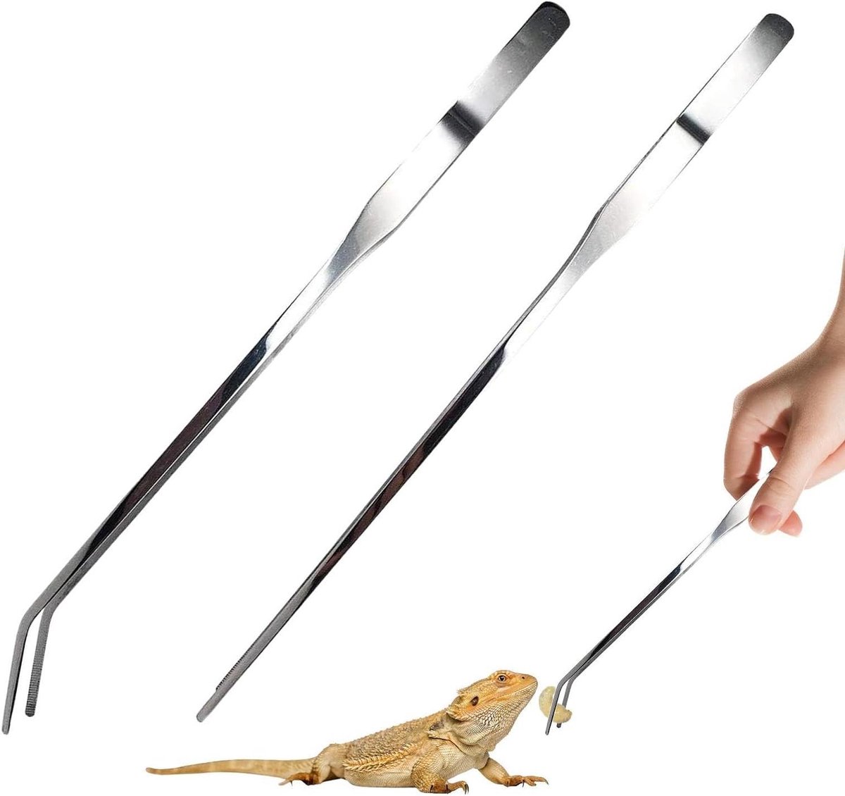 Aquariumpincet Reptiel - Voertang Terrarium - Voeren en Onderhoud - Roestvrij Staal Ontwerp - 27 cm Lengte - Zilverkleurig