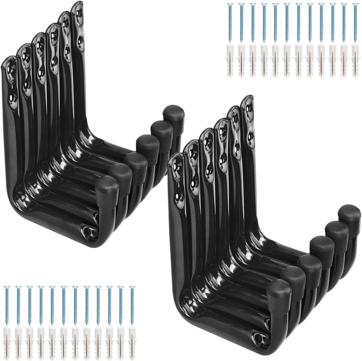 Haken, tuingereedschapopslagorganisator, zware garagehaak muurmontage haak voor slangen, fietsen, maaiers (zwart, 11,5 cm x 8,9 cm)