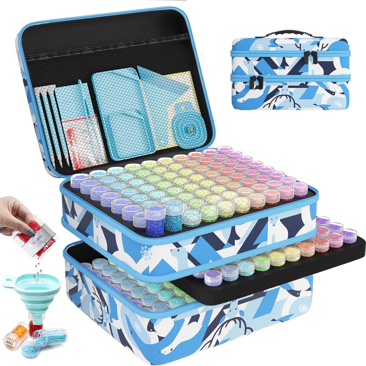 Accessoires Diamond Painting Opbergdoos, 240 sleuven voor 5D Diamond Painting Compleet Borduurwerk Diamant Schilderij (Noordpool)
