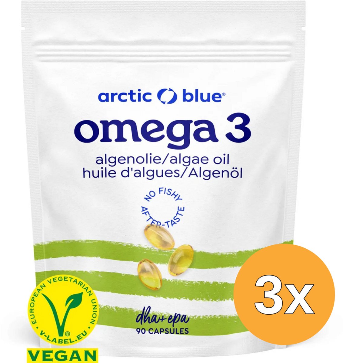 3x Arctic Blue Omega 3 Algenolie EPA & DHA (90 capsules)