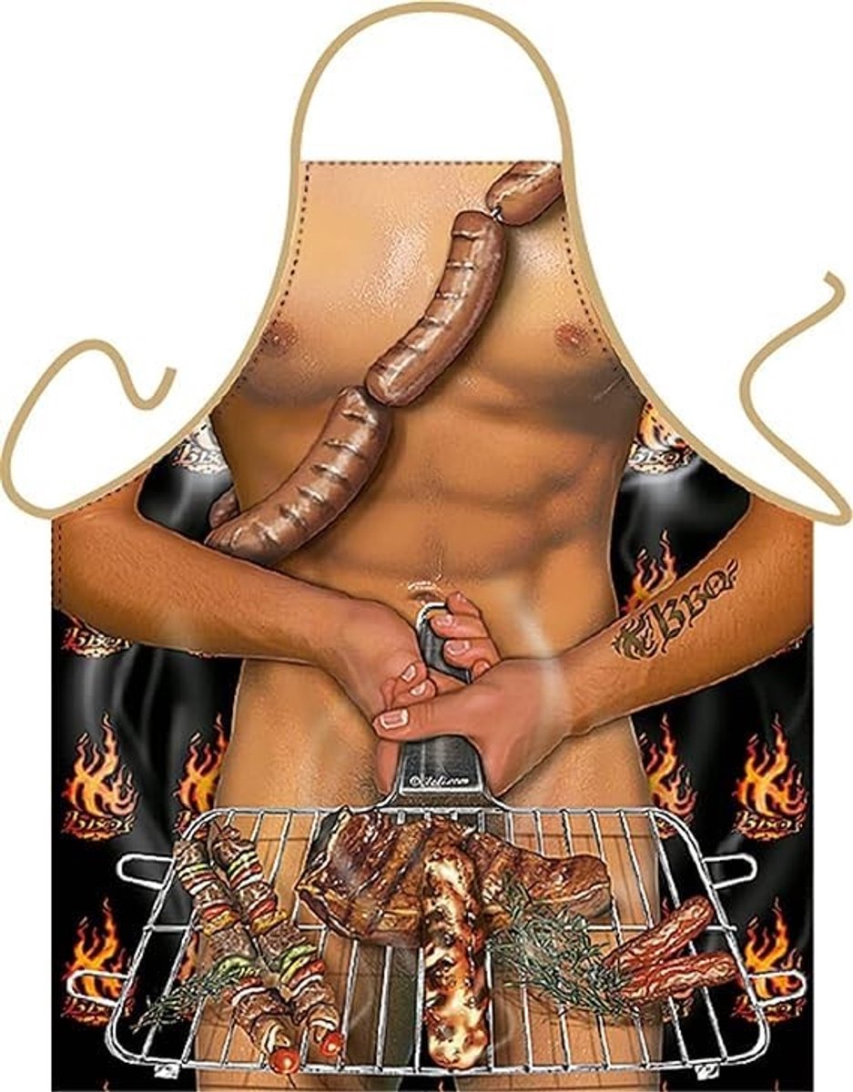 Dailygoods- Keukenschort Grappig - Kookschort voor Mannen - Barbecue Schort - Wasbaar Polyester - 73x60 cm - Geschikt voor Feesten