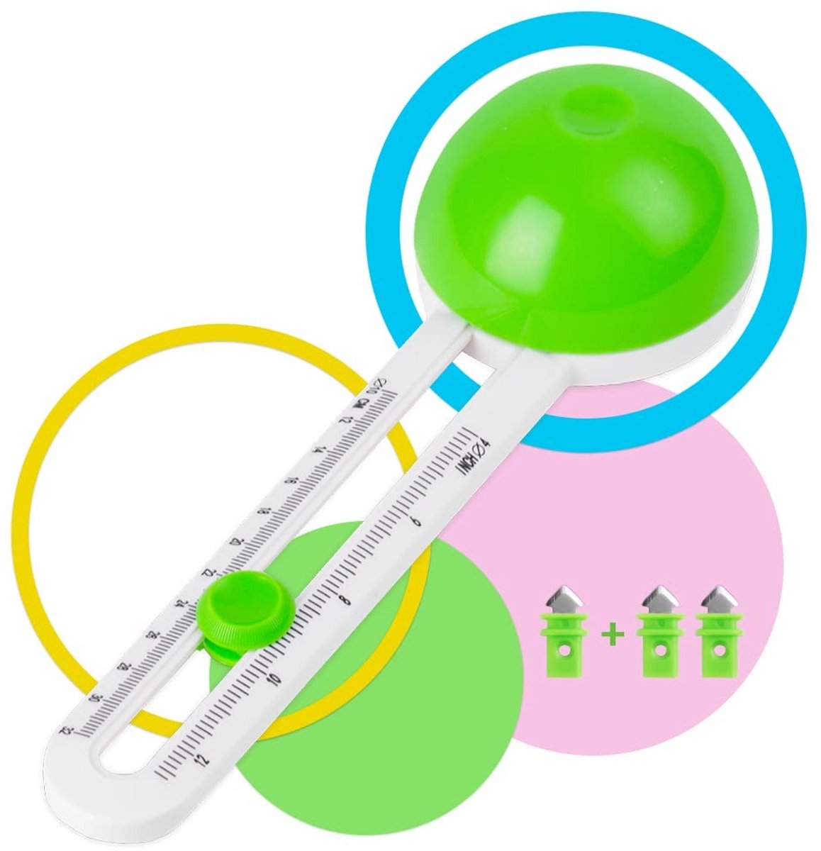 Dailygoods - Cirkelpapiersnijder - Snijmachine - Lichtgewicht en duurzaam - Groen - Roterende trimmer - Geschikt voor knutselen - Kantoorbenodigdheden