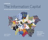 De 'Information Capital' van Londen, met 100 kaarten en grafieken die de stad vanuit een nieuw perspectief tonen. Kleurrijke, gedetailleerde kaart van Londen met diverse iconen en data-visualisaties.