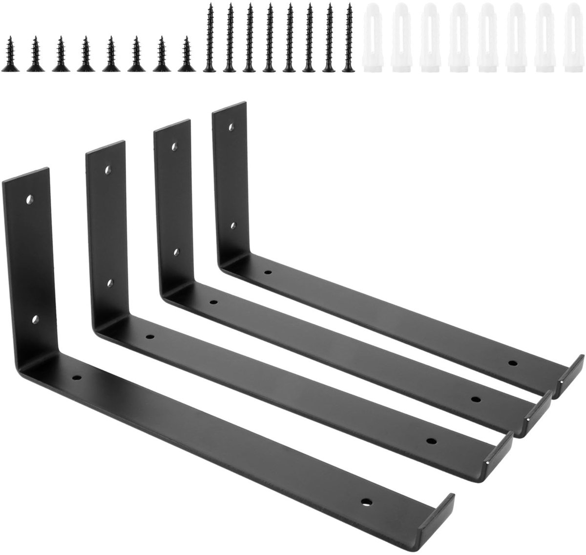 Plankdragers, zwart, 30 x 3 x 0,4 cm, zwevend L-vorm, plankdrager, hoekhouder, zwart, 30 cm, voor planken, planken