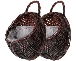 2 stuks rotan bloempotten om aan de muur te hangen, aan de muur, plantenbakken voor binnen, wilgenmand, hangplanten, rotanplanten, zeewier