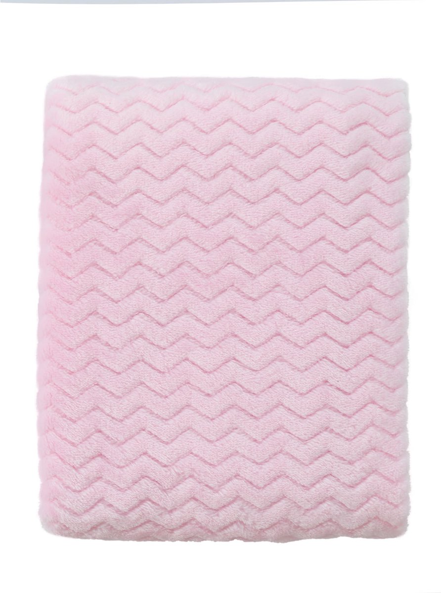 behaaglijke pluizige warme fleece babydeken voor jongens en meisjes. Peuter wieg, kinderbedje, wandelwagen. 75cmx100cm. (Wave Baby Pink)