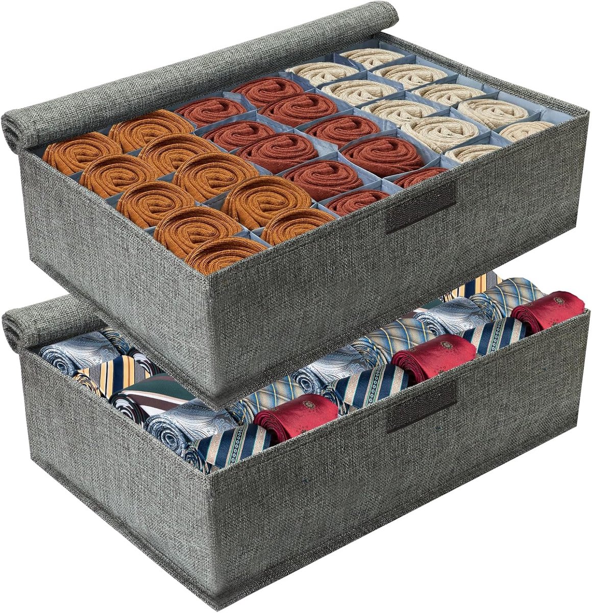 Organizer 2 Stuks - Opvouwbare Kast Organizer Verdeler 30 Cellen Met Deksel - Opbergdozen Voor Sokken, Beha, Zakdoeken, Banden