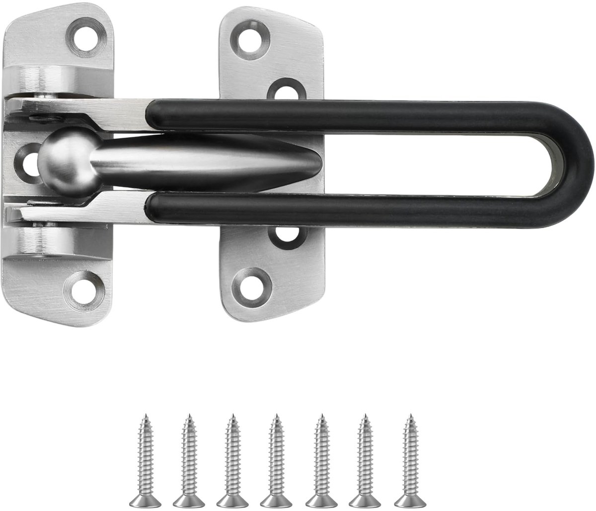Dailygoods - Mooche Deurslot voor buiten, 11 x 5 cm, praktisch deurslot, deurslot van roestvrij staal, schuifdeurvergrendeling voor deuren, ramen, hekken, geborsteld