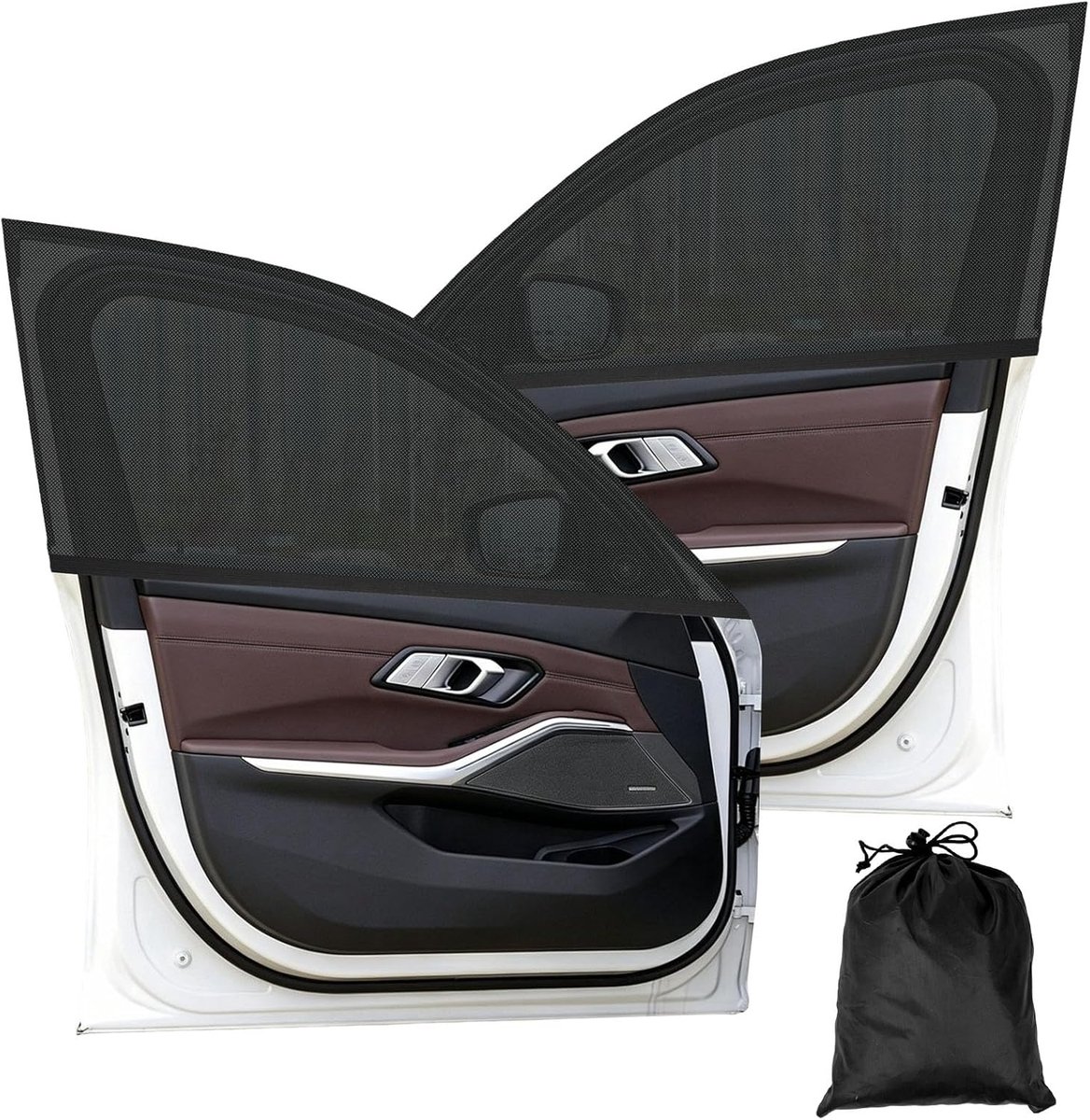 2 Stuks Auto Zonnescherm Baby met UV-Bescherming – Ademende & Rekbare Zonwering voor Achterruit, Past op de Meeste Auto’s, Beschermt Kinderen & Huisdieren, Praktisch Accessoire voor Hitte