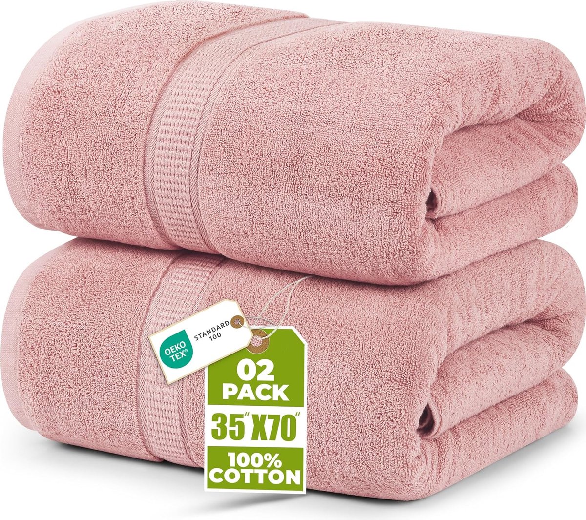 Towels - Luxueuze 2-delige extra grote badhanddoek - 600 g/m², 100% ringgesponnen katoen, zeer absorberend en sneldrogend, zachte hotelkwaliteit (80 x 180 cm, oudroze)