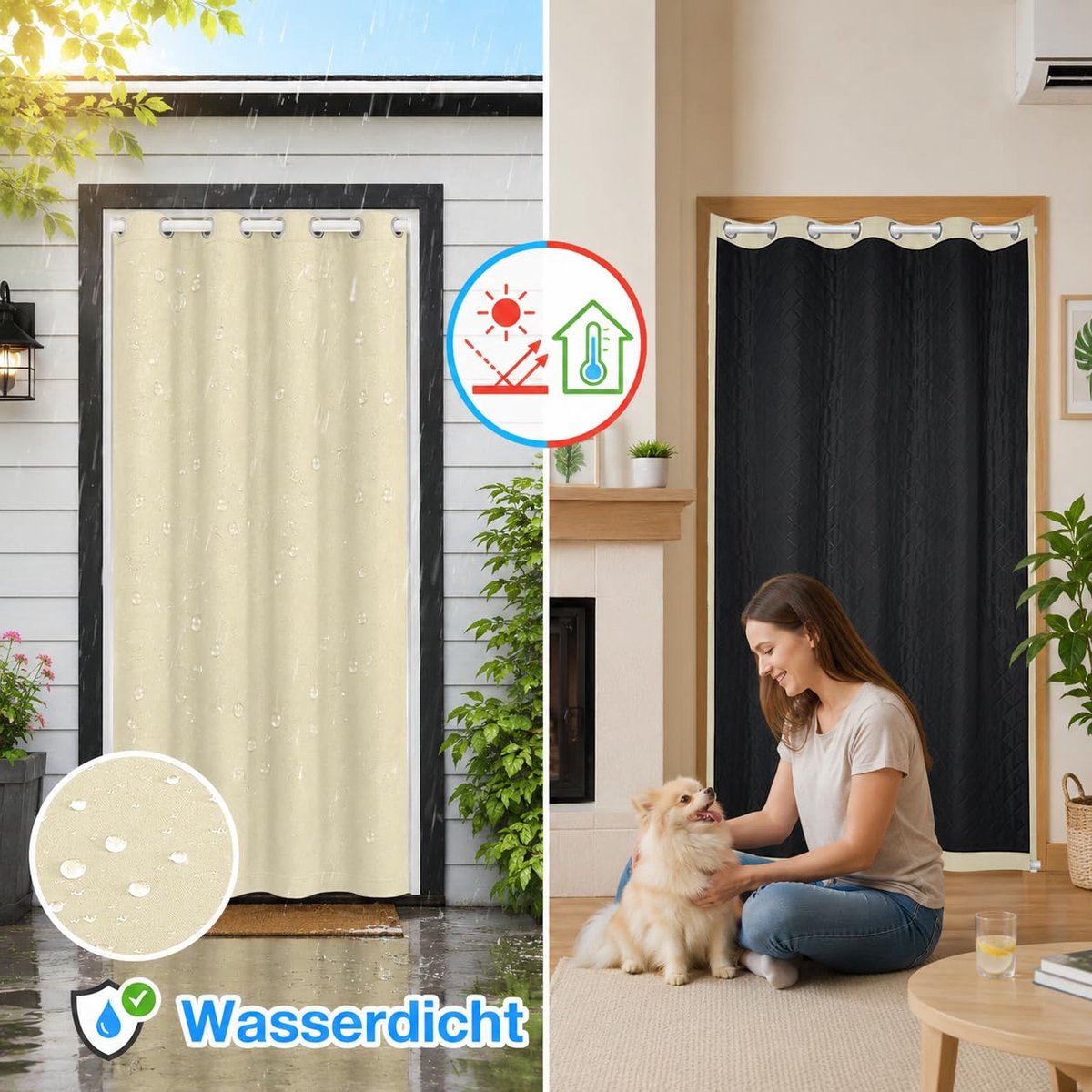 Deurgordijn (beige, B 132 x H 203 cm)