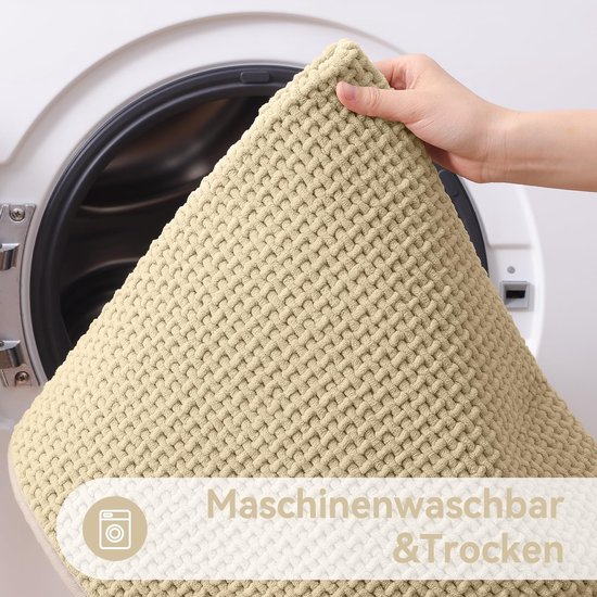 Chenille zachte badkamervloerkleed antislip wasbaar absorberend badmat badvloerkleed badkamervloerkleed douchemat voor badkamer, douche, bad - 60x90 cm, beige — afbeelding 4