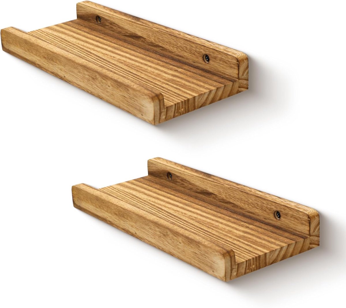Wandplanken Van 30 Cm, Rustieke Houten Plankjes, Decoratieve Fotoplank Voor Woonkamer, Keuken, Slaapkamer, Boeken, Set Van 2, Koolzuurhoudend Zwart