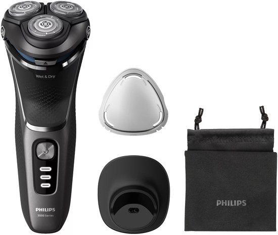 Philips Shaver 3000 Series, scheerkop, opzetstuk en reisetui.