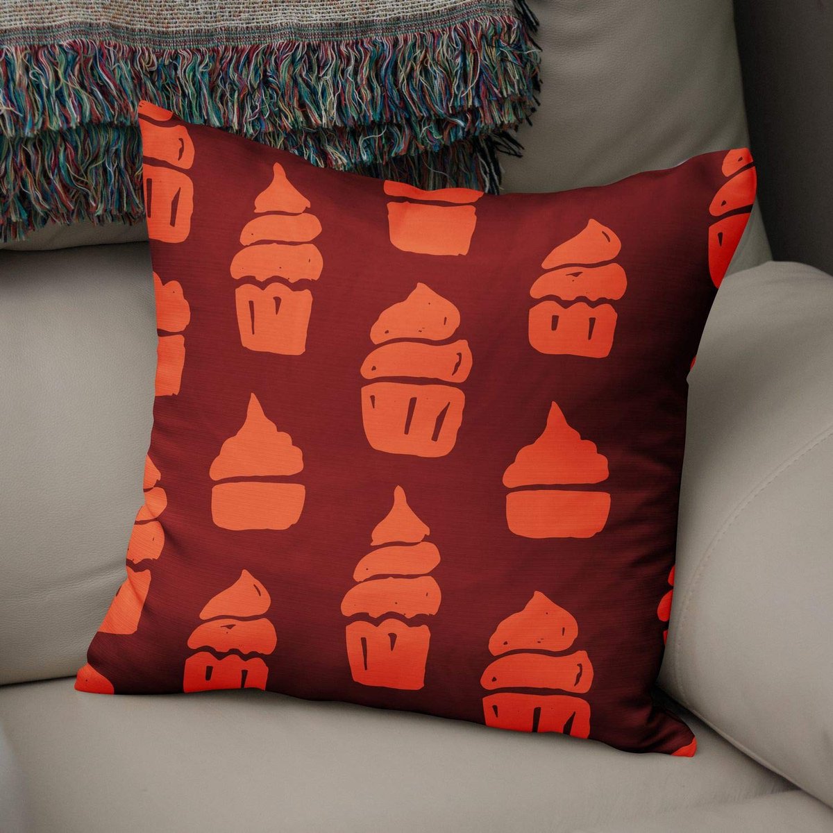 Kussenhoes oranje Bordeux gooien kussenhoezen, home decoratieve kussenslopen voor woonkamer, bank, slaapkamer, grootte: 50x50 cm - ontworpen en vervaardigd in Turkije