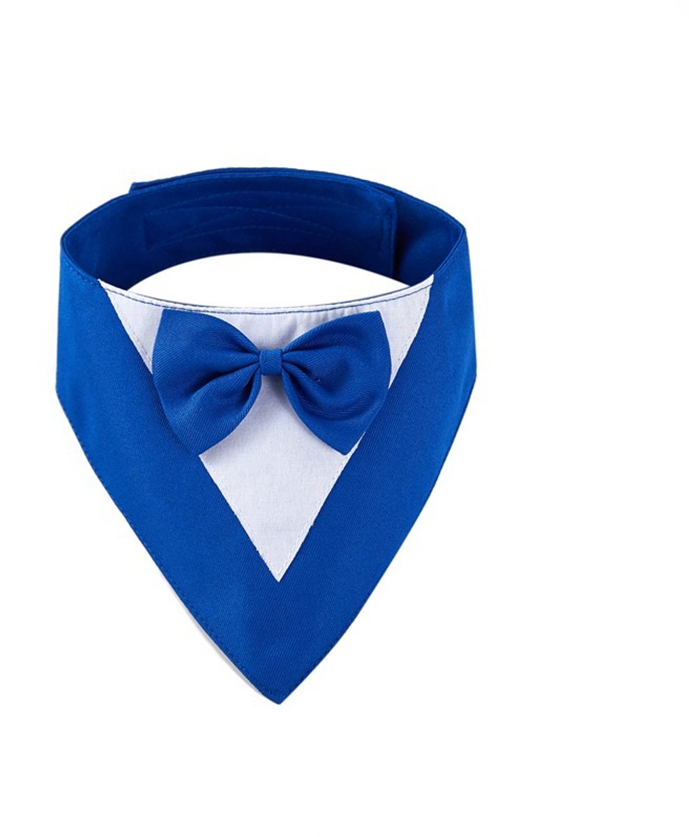 Formele hondenbandana met vlinderdas en stropdas, inclusief verstelbare halsband; een hondenaccessoire dat perfect is voor bruiloften, verjaardagen en feestjes – blauw (maat M)
