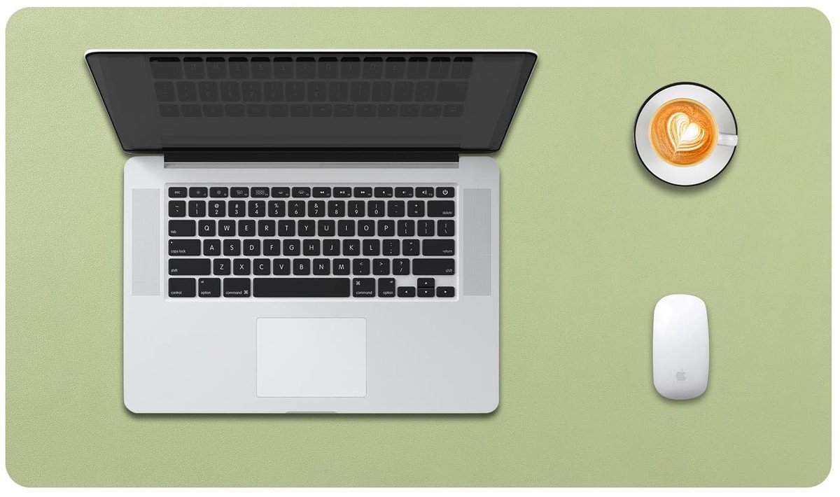 Grote Mousepad XXL, Bureaulegger Bureaumat, Bureau Vloeipapier Schrijfblok, Laptop Bureaumat voor kantoor/thuis, PU-leer waterdicht + suède antislip 90 x 43 cm (Licht Groen)