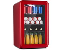 Klarstein PopLife Drankenkoeler - Minibar, Retro Koelkast, 0-10°C, slechts 39 dB, 70 L, milieuvriendelijk, dubbelwandige deur, retro design, rood