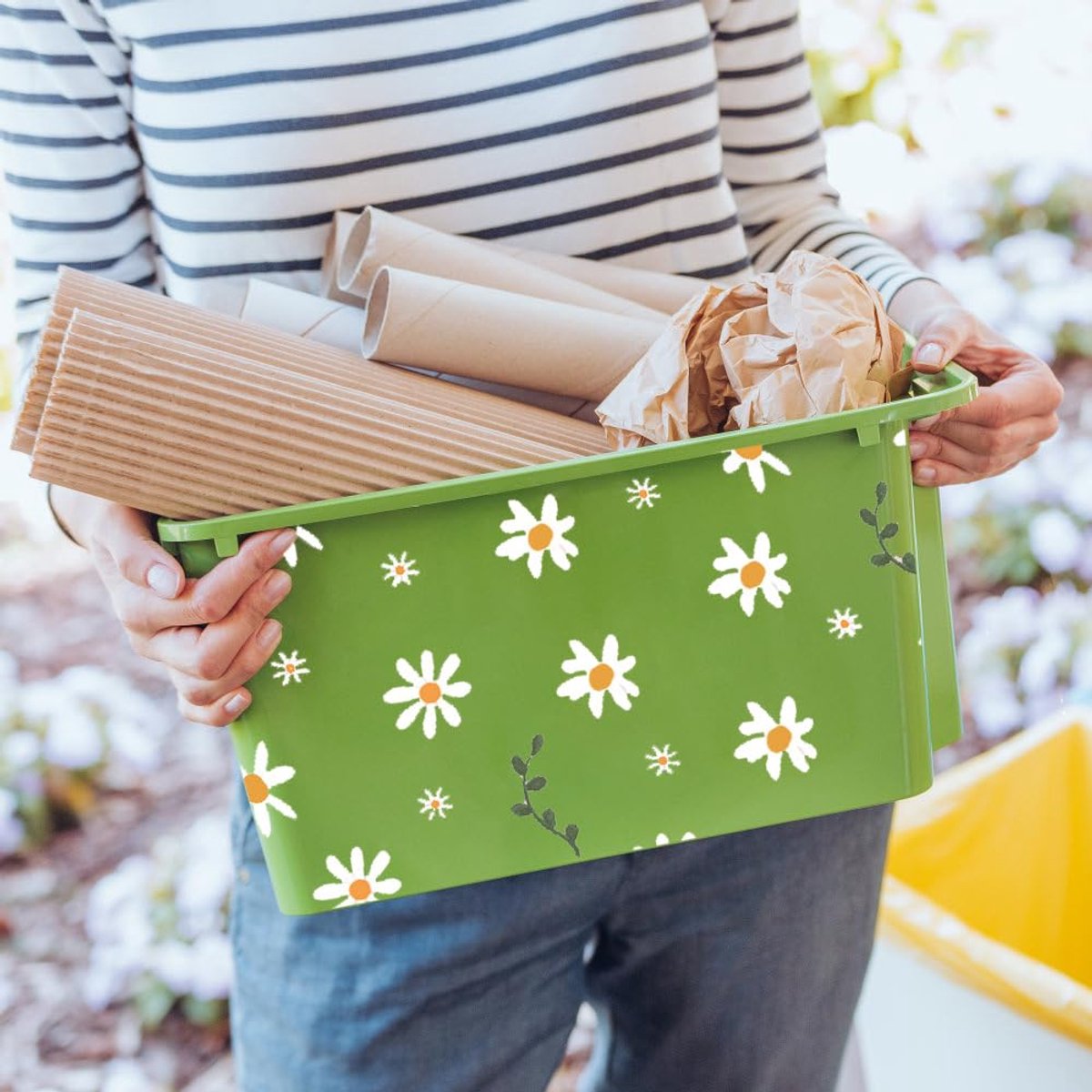 Flower Stickers voor vuilnisemmer, 6 vellen, buiten, met bloemenbak met wielen voor containers