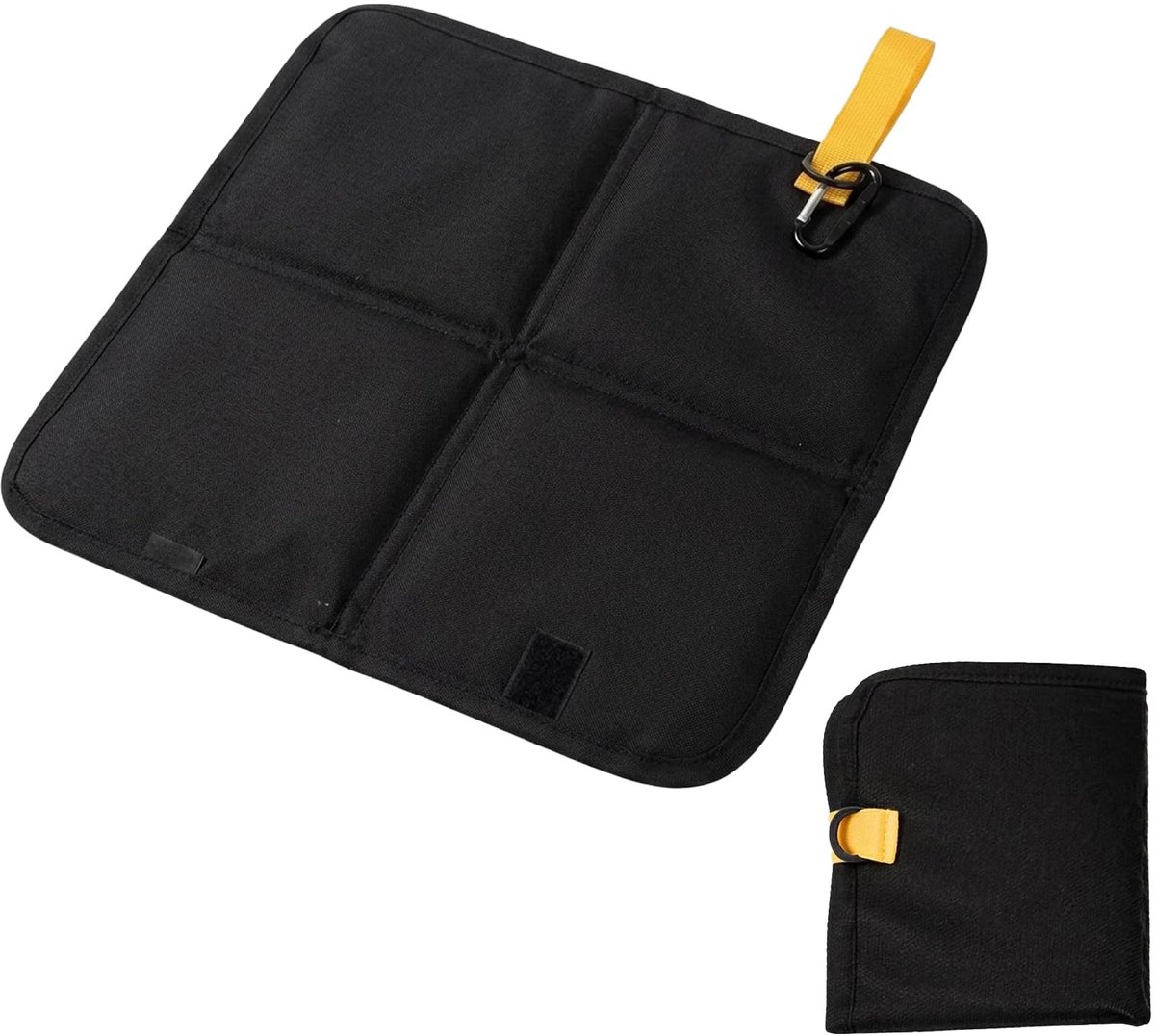 Zitkussen voor buiten met haken, thermo-zitkussen, opvouwbaar, waterdicht zitkussen voor buiten, licht zitkussen, thermisch zitkussen voor camping, picknicks, vissen (zwart)