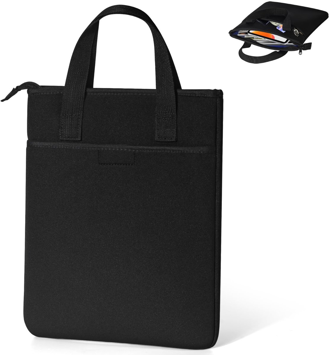 Documentenmap A4 documentenmap aktetas waterdichte neopreen koffer voor reizen met ritssluiting voor interview reizen vergaderingen congres organizer zwart 35 x 28,5 x 2 cm