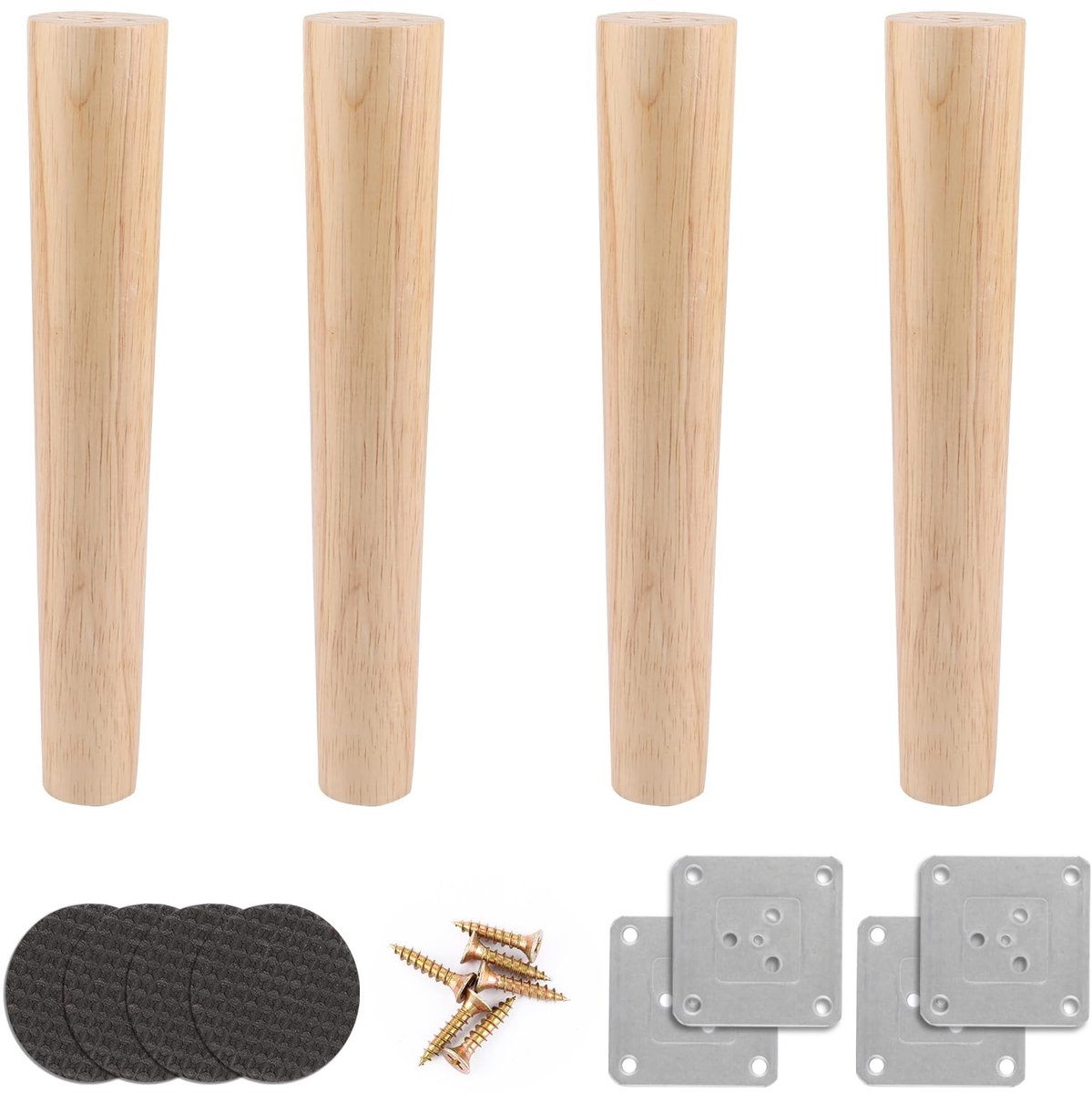 Dailygoods- Meubelpoten Hout 30 cm - Robuuste Meubelpoten - Meubelpoten Set van 4 - Ronde Houten Poten - Zware Meubelvoet - Maximaal Draagvermogen 300 kg - Meubelvoeten