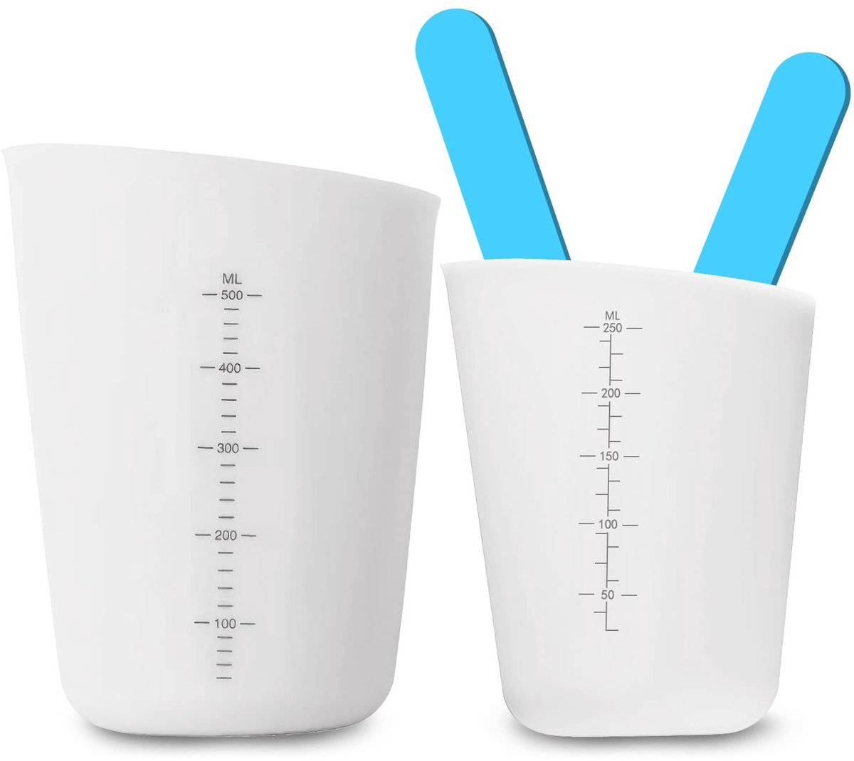 Dailygoods- Maatbekerset 250/500 ml - Siliconen - 2 stuks - BPA-vrij - Duurzaam - Duidelijke schaal - Mengbeker