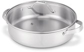 Beka Cicla Sauteerpan - Ø 28 cm - Hapjespan - met Deksel uit glas - Gerecycleerd RVS - PFAS-vrij - 2 stevige handvaten - Geschikt voor inductie & vaatwasser - Chroom