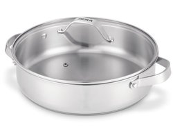 Beka Cicla Sauteerpan - Ø 28 cm - Hapjespan - met Deksel uit glas - Gerecycleerd RVS - PFAS-vrij - 2 stevige handvaten - Geschikt voor inductie & vaatwasser - Chroom