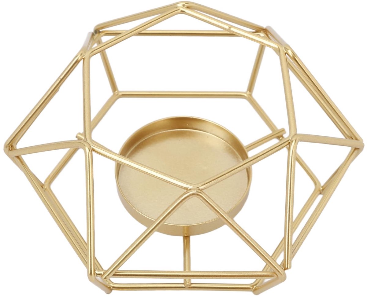 Dailygoods- Kaarsenhouder Geometrisch Design - Theelichthouder - Kandelaar - Metalen Kandelaars - Decoratieve Lantaarn - Bestand tegen Hoge Temperaturen
