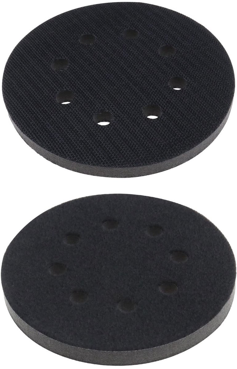 Dailygoods- Schuurpad 125mm - Zachte Spons Interface Pad - 2 Stuks - 8 Gaten - Haak en Lus Verbindingsmodus - Schokbestendig - Schuurmachinepad