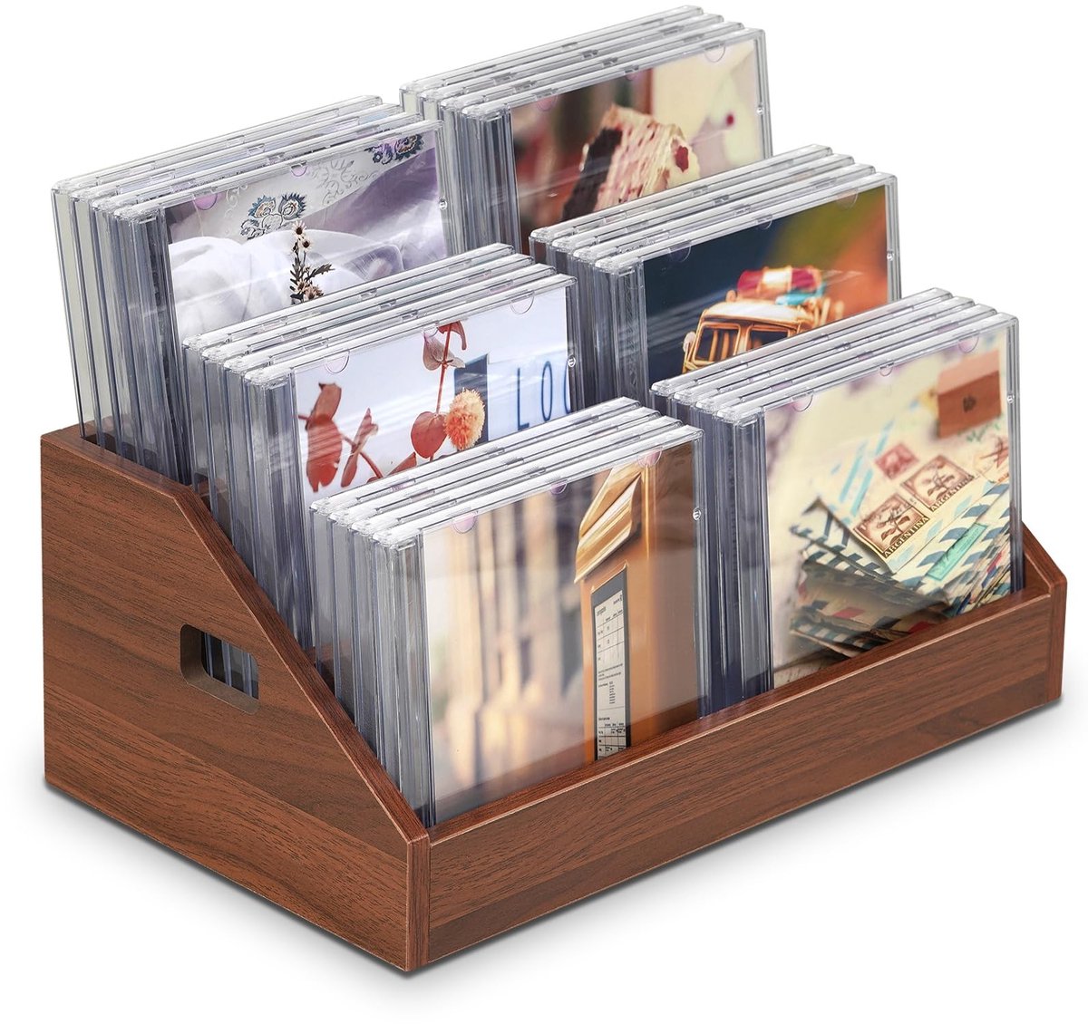 Dailygoods- CD-standaard trapsgewijs - CD/DVD-organizer - Houten CD-opslag - CD-rek voor 24 CD's - Praktische media-opslag - Verhoogde rand tegen glijden