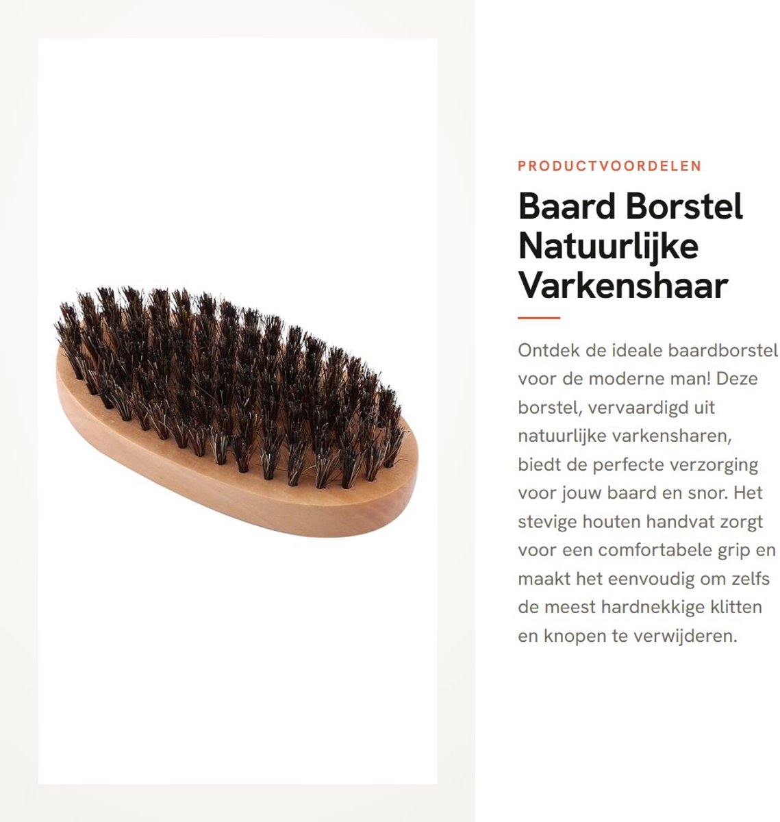 Dailygoods- Baardborstel Natuurlijke Varkensharen - Houten Handvat - Baardverzorging - Baardstylen - Baardverzachten - Stevig voor Krullen - Baardkam
