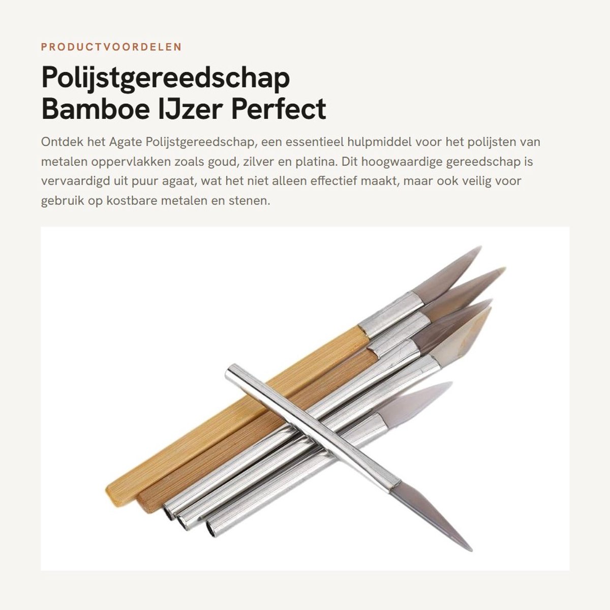 Dailygoods- Polijstgereedschap van Puur Agaat - Polijstmes - Geschikt voor Metaal - Voor Goud/Sterling Zilver/Platina - Verschillende Vormen en Maten - Veilig in Gebruik