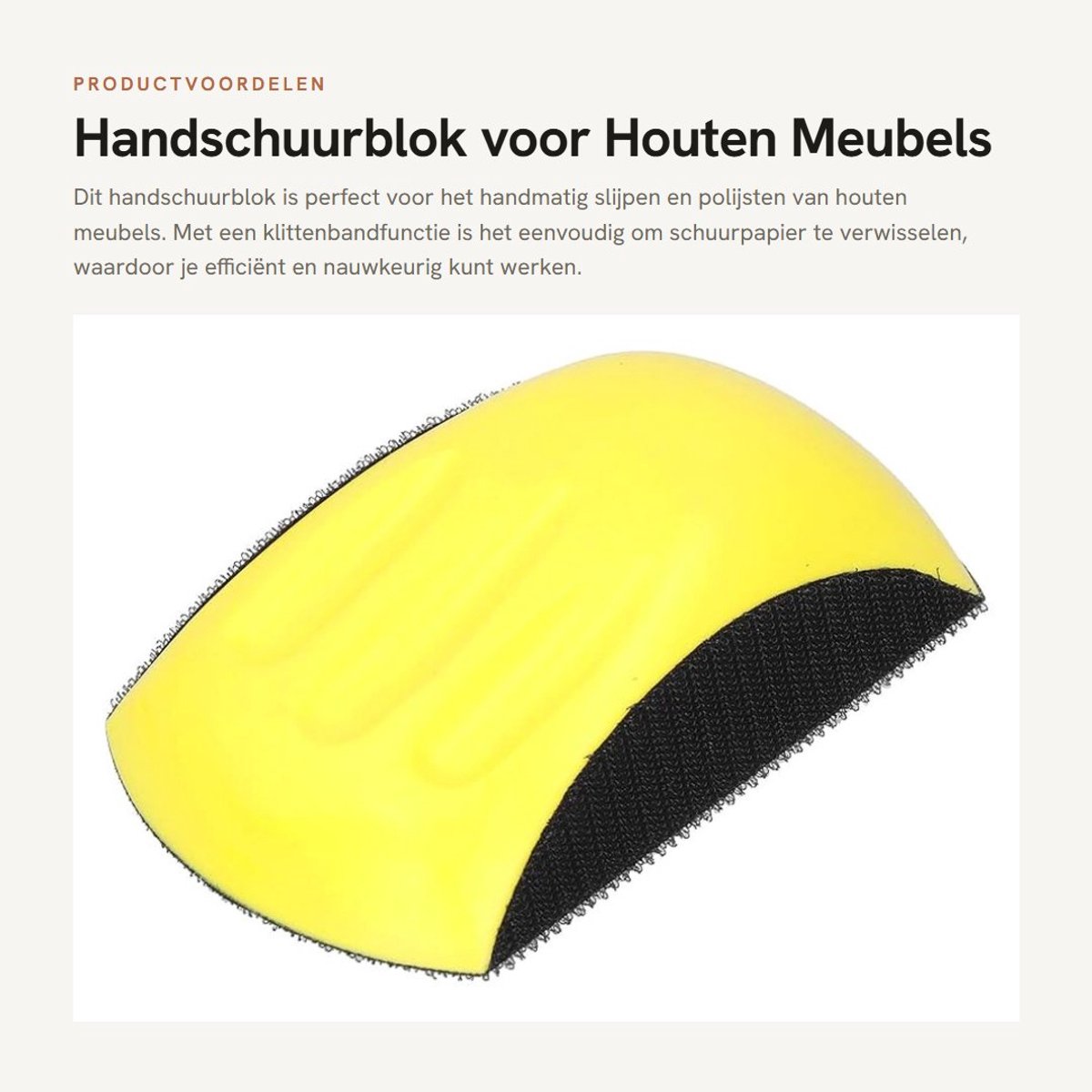 Dailygoods- Handschuurblok Ergonomisch - Handmatig Schuren - Klittenband - Schuurpapier 127mm/152mm - Lichtgewicht - Fijn Polijsten - Schuurpad
