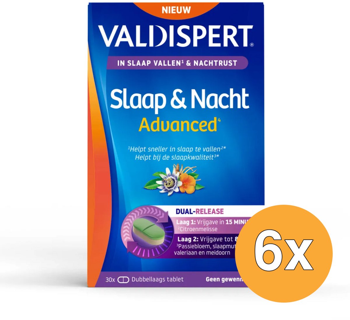6x Valdispert Slaap & Nacht Advanced (30 Tabletten)