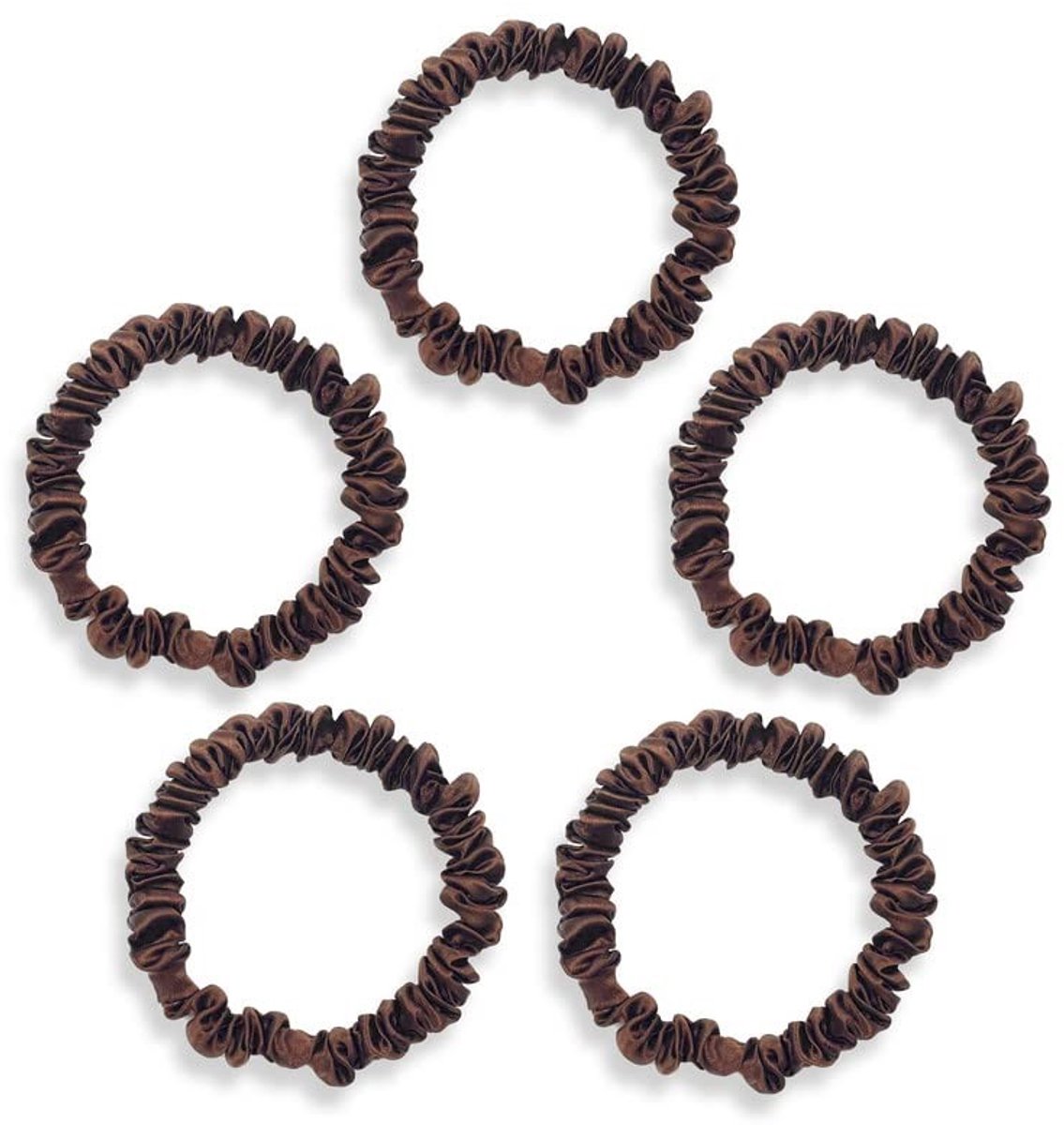Dailygoods- Haarbanden Luxe - Zijde Scrunchies - Set van 5 Stuks - 100% Moerbeizijde - Elastisch - Geschikt voor Dames