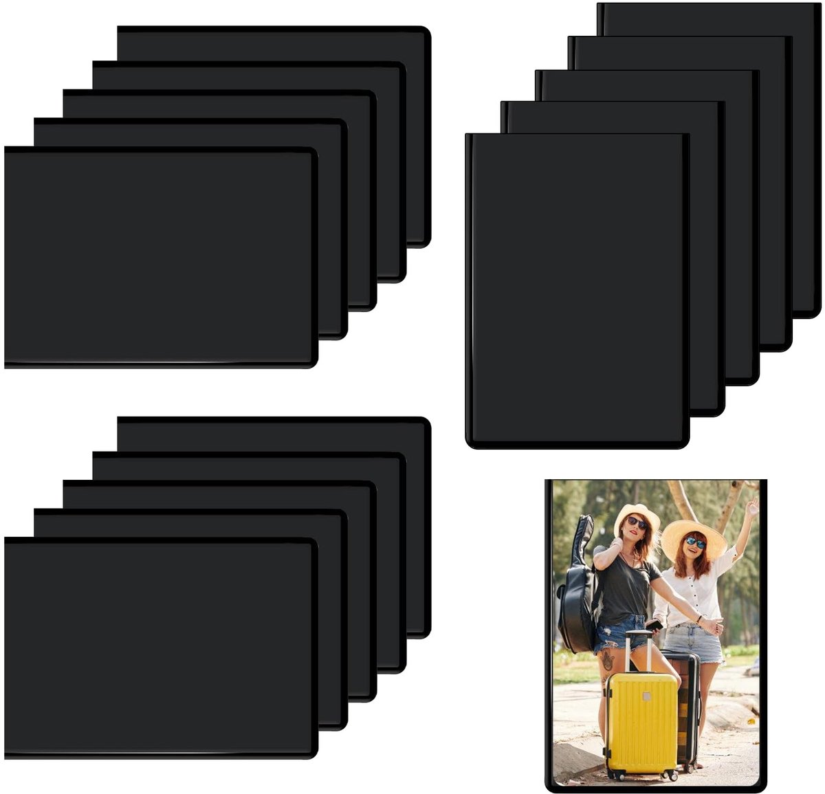 Dailygoods - 15 stuks mini-magneetlijsten, 9,3 x 6,3 cm, kleine magnetische lijsten, zwarte magnetische fotolijst, koelkast, voor foto's, kaarten, ansichtkaarten, notities, Instax mini-film