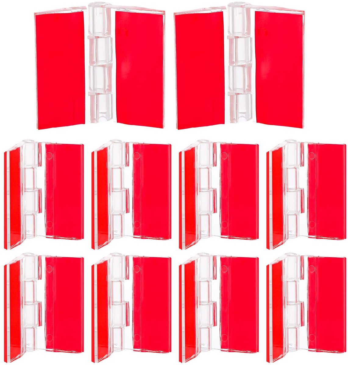Dailygoods - Prasacco Prasacco-551048 12 stuks acryl scharnieren, doorzichtig, zelfklevend pianoscharnier voor kast, aquarium deksel, meubels, displaystandaard (35x30mm)