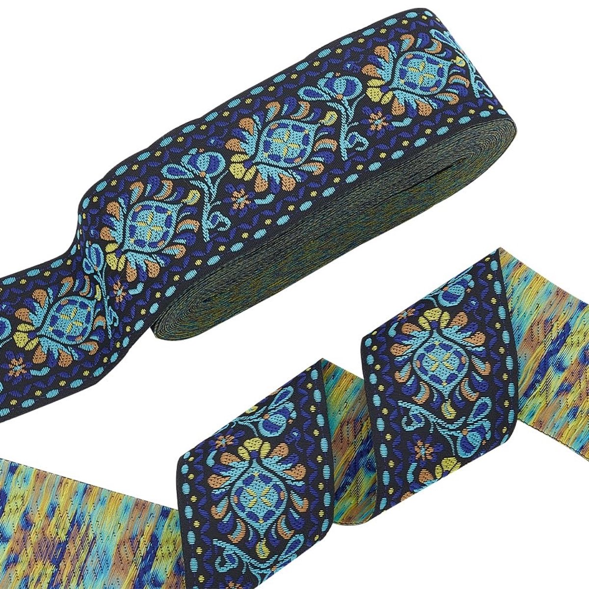 Dailygoods- Jacquardlint 10 Yards - Etnische Stijl - Bloemenlint - Geborduurd - Franje - 5 cm Breed - Voor Naaien en Decoratie