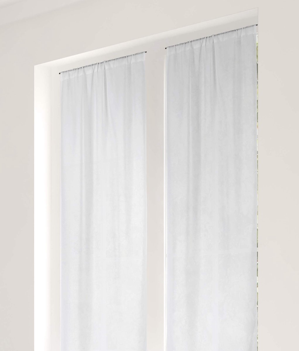 Gordijn Panelen - Linnenlook Vitrage - Woonkamer Aankleden - Franse Standaard Kwaliteit - 60 x 200 cm - Wit