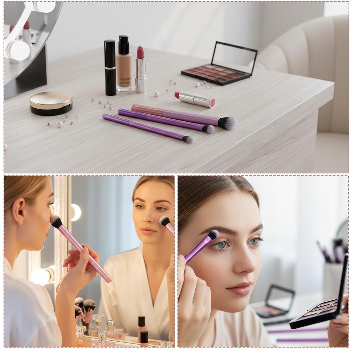 Kwastenset, 8 stuks, professionele make-up-kwastenset, ideaal voor beginners, voor gezichtsmake-up en make-upkwasten